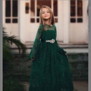 Trish Scully Emerald Maggie Dress & Sash - Size 8